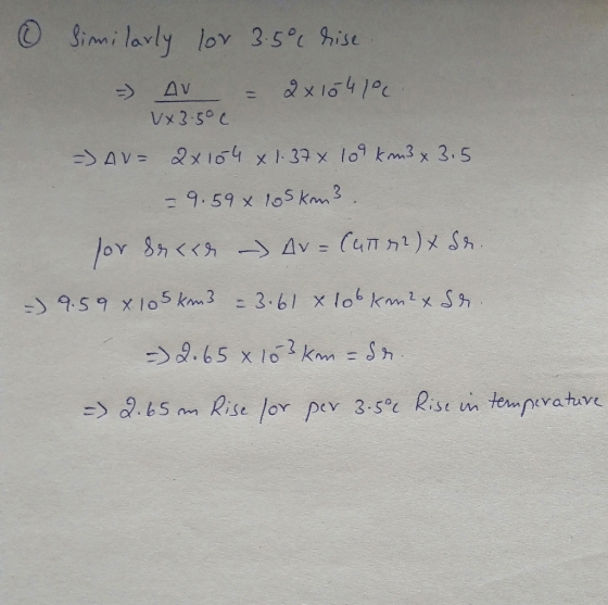 Similarly lov 35% hise AV Vx3.50C AV=2x 164 x 137 x lo km3 x 3.5 - 9.59 x 105 km 8カくくろ →Av= (4nh1)メ Sh 9.59 x105 km3 3.6l x l