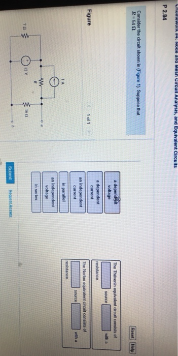 hum WUER 9. roue ang mesr Circuit Analysis, and Equivalent circuits P 2.84 Consider the circuit shown in (Figure 1). Suppose