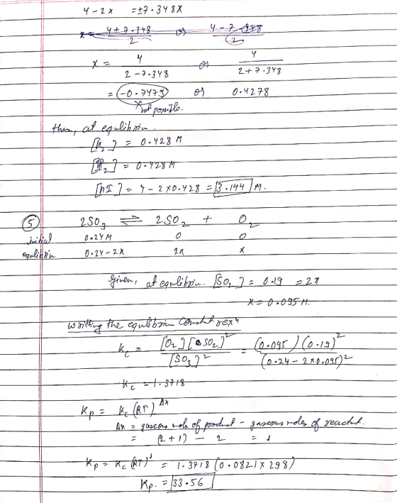 4-22 +2.348 X - M on 2+7.348 - 2-7.348 -=60-7478 or 0.4278 Shot possible. I then, at equlihain. = 0.428 M 42] = 0-92817 [nI ]