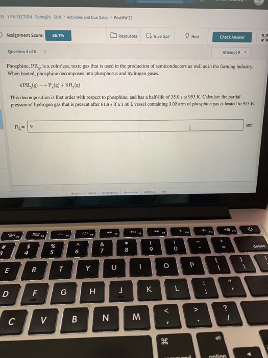 35 - 1 PM SECTION - Spring20 - SUN > Activities and Due Dates > Post W 22 Assignment Score: 66.7% Resources [ Give Up? Hint C