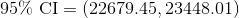 95% CI = (22679.45, 23448.01)