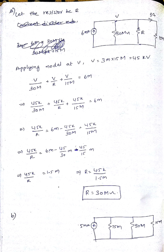 let the resishor be 2 34 2 1) 6 m 3o M 30 MR M R- 30 lo