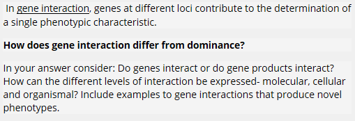 In gene interaction, genes at different loci contribute to the determination of a single phenotypic characteristic. How does