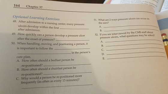 p have instlantary cting The ments cae laing 164 Chapter 37 Optional Learning Exercises 48. After admission to a nursing cent