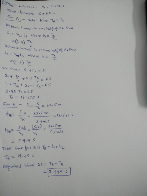 use 2.ynn ls, = s, s~nB Total distan e S=65mn Distanto L.ra ol im。.ne kolt-tHe kwe 2 3.95 TA=65 ΤΑ 16.455 S 24m = 5.909 s |2.995 s