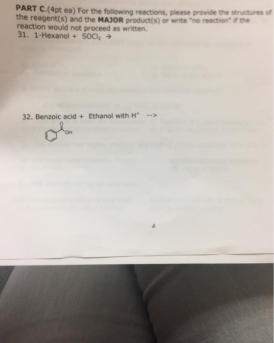 For the following reactions, please provide the st