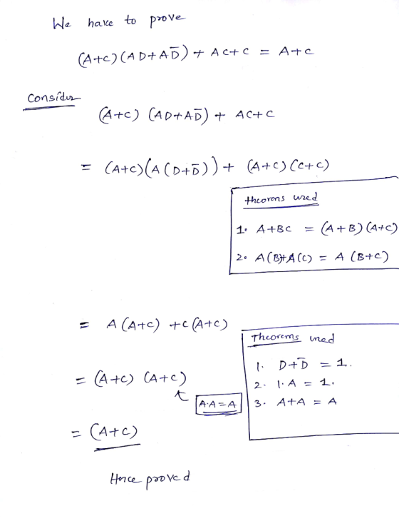 be hae to prove Ame @re) (A D+ AD)ナAc+ c = Considu theorons wed nad
