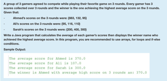 A group of 3 gamers agreed to compete while playing their favorite game on 3 rounds. Every gamer has 3 scores collected over