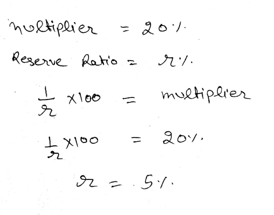 multiplier = 20 Reserve Ratio a r/ -ta X100 multiplier I X100 gov st r=.5%.