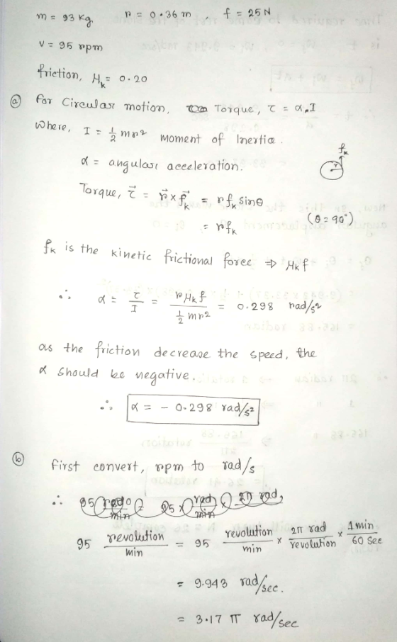 friction, 시: o.20 (a (ar circular motion, toc. Torque,て-0,1 tohe, moment of netia - angulasr accelevation Ce 40) f. is the ki