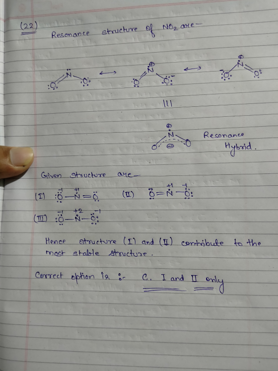 (22) Resonance structure of Nozare- 02 0: 01 All Resonance Hybrid. Given structure are +1 (1) Ö -Ň = (II) 8=Ň - 8: +2 TU) :0-