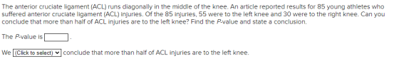 The anterior cruciate ligament (ACL) runs diagonally in the middle of the knee. An article reported results for 85 young athl