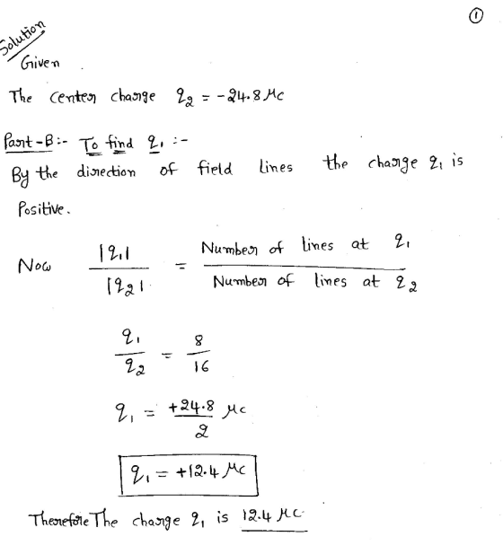 0 Given fant -B Bj the Positive disnechion of field lines the chage 21 is Numben of lines at 2, Nov Numben o limes at 22 8 l6 enetale \ he ChaJije Z, is 12.4 e