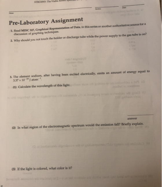 STRC0345: The Visible Dete Section Name Pre-Laboratory Assignment 1. Read MISC 327, Graphical Representation of Data, in this