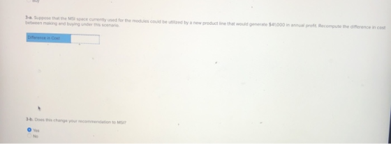 3-a Suppose that the MSI space currently used for the madules could be utilized by a new product line that would generate $41