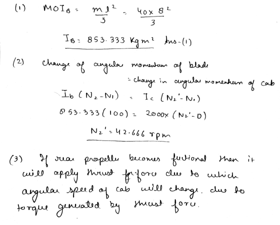 (0) Mo1. - т 2 2 Чох 82 3 3 (2) І: 853. 333 Кам* -(1) change of angular momentum of blade change in angular angular momentan