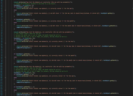 Console.WriteLine(Now test The MyDate(3,2) constructor (the one with two parameters)); // change the testobject variable to