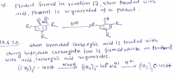 18. Product formed in reaction 17, when treated with acid, Phienol is regenerated as a product. OH Na HA) 19.5 20. 20. when b