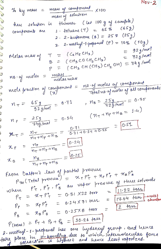 Nov-2 % by mass = mass of component xoo mass of solution her solution is thinner (het 100 g af sample) орсим и 1. Пионе (т) =