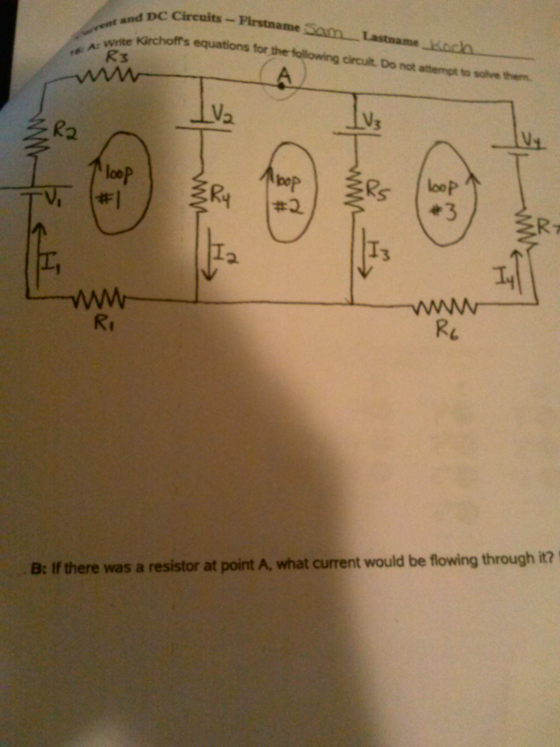A. Write Kirchoff's equations for the following ci
