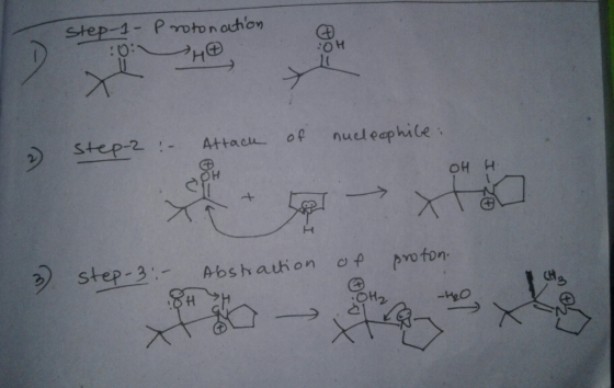 step-1- Proton ochon HO: nuleaphile step-2 :- SH Attacu of proton step-3- Abshaihon of CHO -Hec