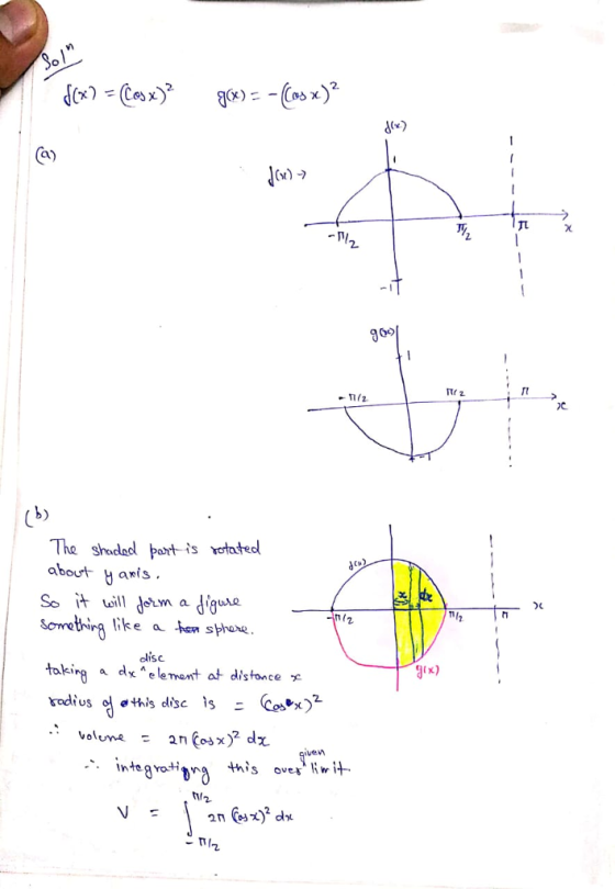 2 2. b) The shaded rtis votatedl about H anis. 2 se a lisc oking a dx*element at distonce c