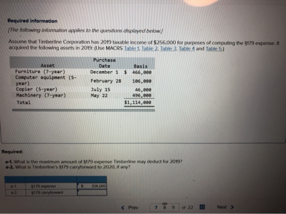 Required information The following information applies to the questions displayed below] Assume that Timberline Corporation h
