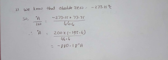 - 273, I we knowthat absolute zera 2) -27315 7775 A 20D 200 x (-195.4) 444 13