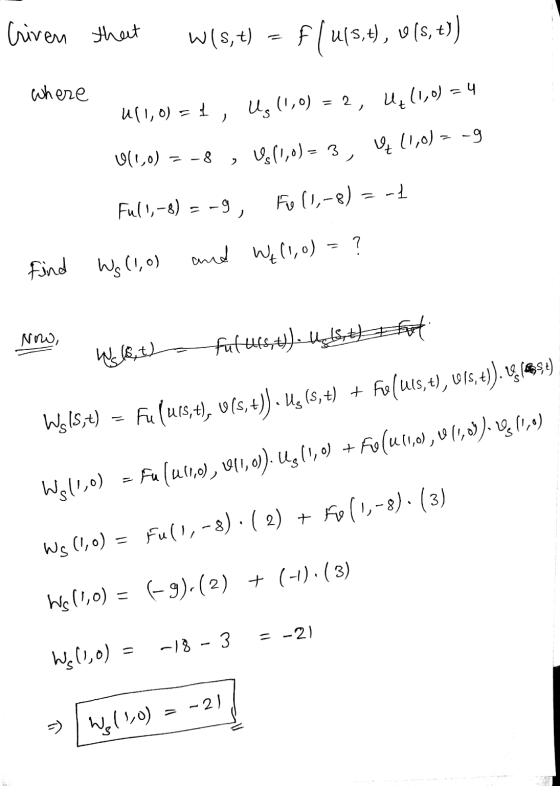 Criven that W(s, t) Fluss,4), 6(S, t)) where ང U11,0) = 1, Us (,0) = 2, Ud (1,0) = 4 (1,0) = -8 , V. (1,0) = 3, ų (1,0)= -9 F