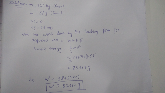 Solid onim: 227 kg (Gwen) Now, the wonk dono bythe pu』んng fono lon kinetic ener j)>丄my® :) 227x(1-5) 2553 T w83.53