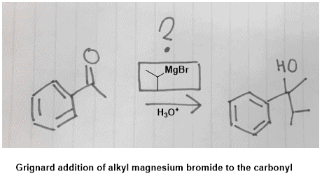 2 но MgBr H30* Grignard addition of alkyl magnesium bromide to the carbonyl