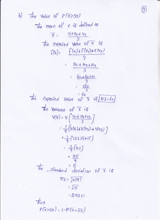 b) The Value of P仅255) The man of χ denned ay The expecled Valve of 60-+60-46o 3 4145) The 93 61 US