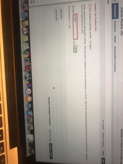GENERAL PHYSICS (PHYS 2001/20 ent What is the third capacitance (in μF)? Units