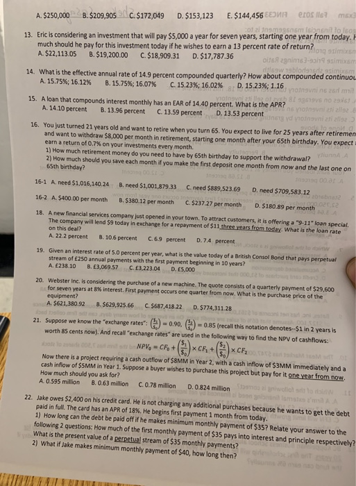 max eros lle E. $144,456 EE D.$153,123 A. $250,000 8.$209,90s c$172,049 01 2i 1nemeg606m lsionsnil to leos 13. Eric is consid