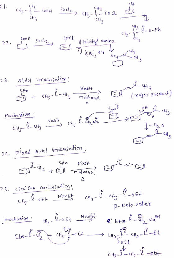 21. - CH COOH Sou2 3 Soc₂. L =coch CH3 .o-ph 22. secas da cm), bangla bug 23. Aldol Condensation: het congueug moeten er mege