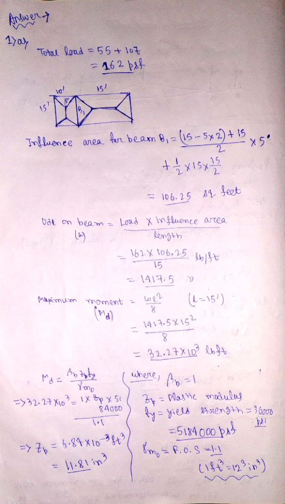 1) Total load-55 + lot C16 2ト 15 νο bat on beam% Load X influence area \b 2 X106, 25 - 141.5 Lo d) 2 4V2.5X15 84060 5134 000