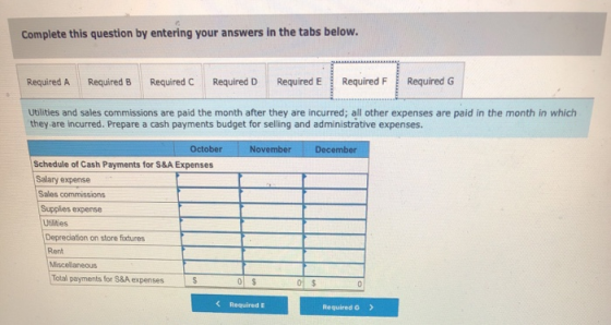 Complete this question by entering your answers in the tabs below. Required F Required G Required B Required D Required E Req