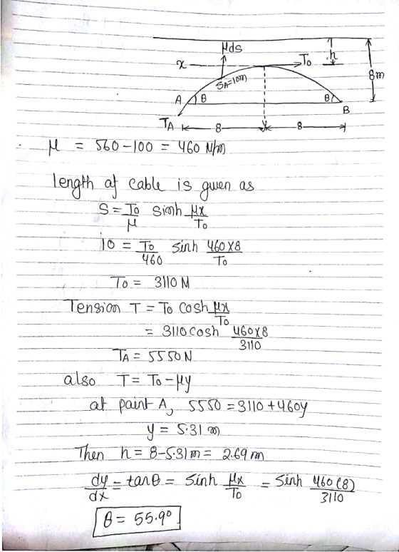lengh o cabe is guan as To 160 0 Tension T-To cash ux 110 also TETo 0% 0 31l0 9- 56.q