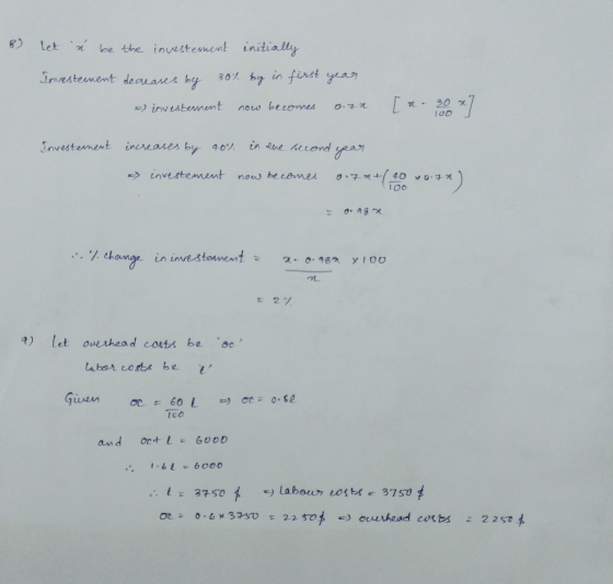 8) letm, he the investement initial|g r) Investern ent beef.nl人 0+チ++(40x0.材 no uy OL t) let ouerhead costs be c ТСО and Oct