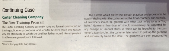 Continuing Case Carter Cleaning Company The New Training Program The Carter Cleaning Centers currently have no formal orienta