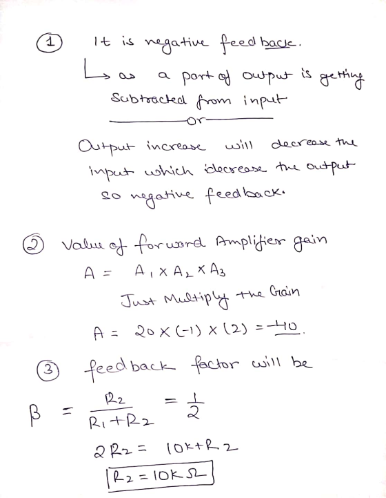 © It is negative feedback h as a part of output is getting subtracted from input -ora Output increase will decrease the input