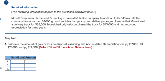 Required information [The following information applies to the questions displayed below.] Movelt Corporation is the worlds