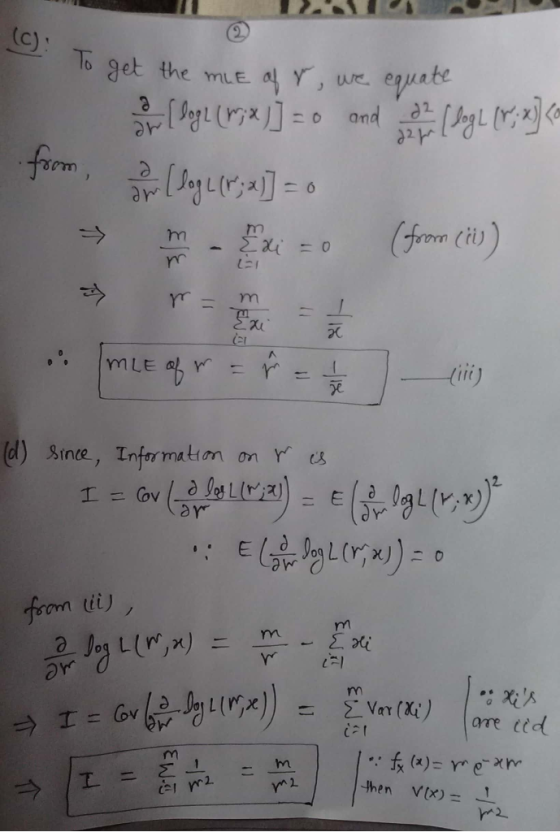(C) lo get the miE aY, we eaunte [청니다짐 ㅇ farm, ursa] = (foroen i)) m m W A mLE a (d) Since, Informatiom I = ovaIoL (a) E from