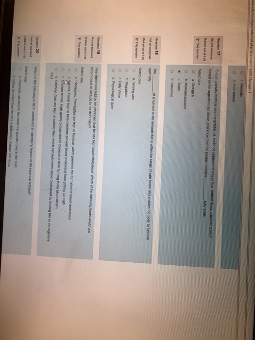 tatty acids Question 18 O a Serving size ot yet anawend recommend he include in his diet? Why?