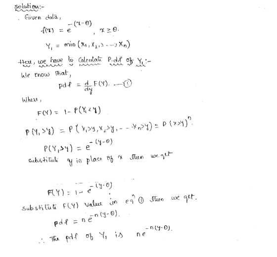 Solutiew- Given dala, ți-e) んし人. pdf - d F(Y) dy (y-9) Sub,Htul PCY)- e n (y-e) -n e n e