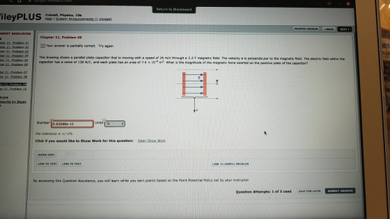 Return to Blackboard H iley PLUS U PIIIS Cutrell, Physics, 10e Help System Announcements (Unread) THENT RESOURCES Chapter 21,