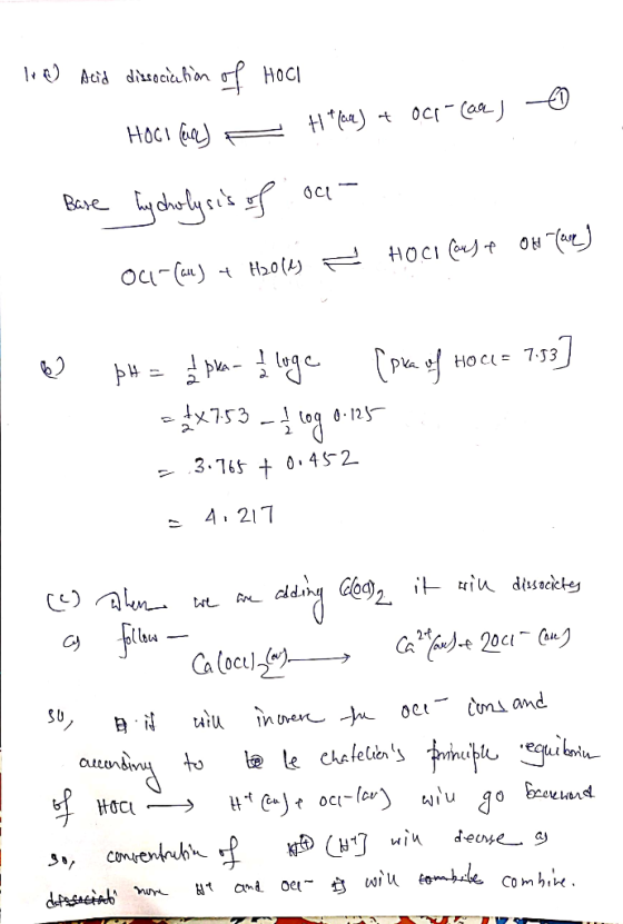 Actd disocia bon oHOCI - OctCan HOCI aa Beye choy oct HOCI OH(ar OC-Cau o() HOCL 7.53 0 12 3.16 + 0.4 2 A. 217 Cocii disekke