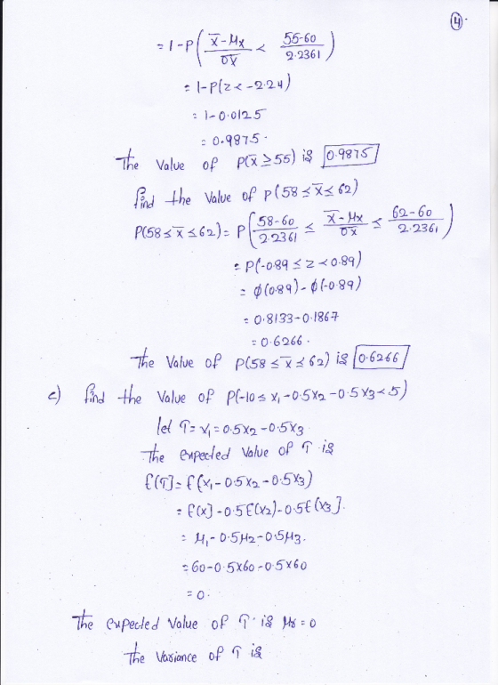 2.236 1-P(24-221 : 0 012.5 0.9875 e Value of p 255) is lo 98187 n the Valve of P(58 X 62-60 0 8133 0 1867 0.6266 e Value of p