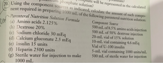 potassium phosphate solution? phosphate will be represented in the calculated pulsslum? I sing the component sources as indic