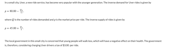 In a small city, Uver, a new ride service, has become very popular with the younger generation. The inverse demand for Uver r
